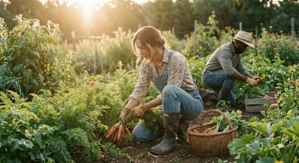 Farmcore harvest, hands holding freshly picked produce.