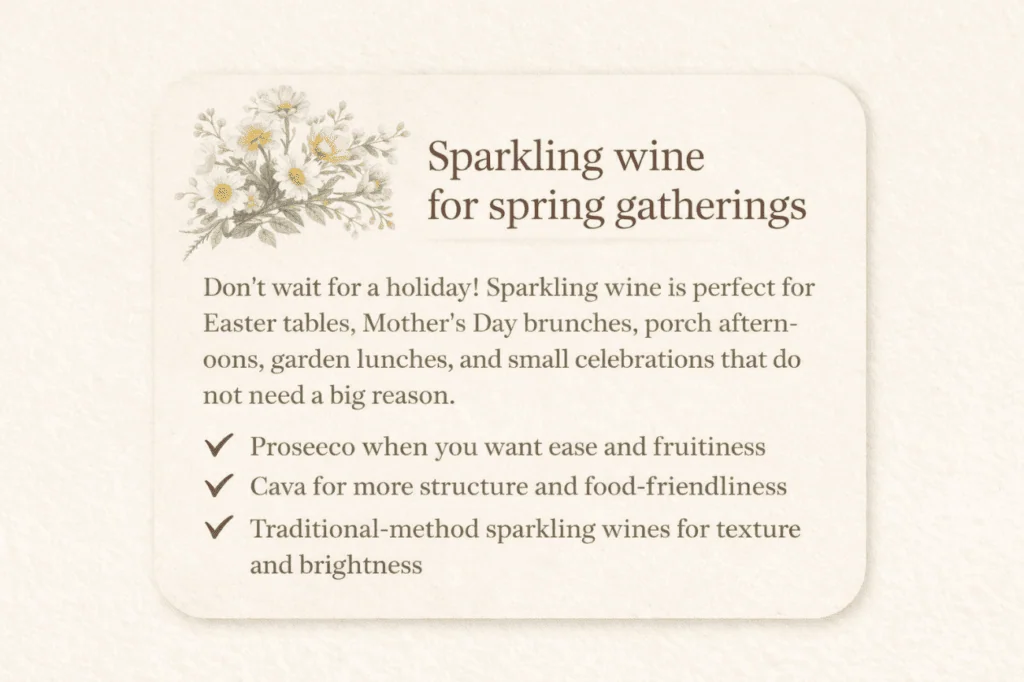 Close-up of a label for sparkling wine, perfect for spring and Easter celebrations.